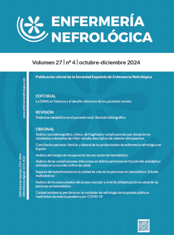 Portada Volumen 27 número 4 de la revista Enfermería Nefrológica de 2024